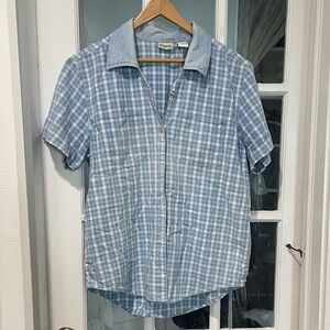 Vintage Women’s Short Sleeve Plaid Jean Shirt Sz L